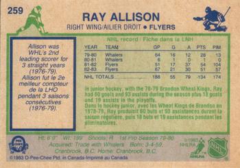 1983-84 O-Pee-Chee #259 Ray Allison Back