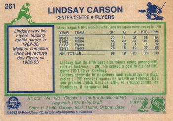 1983-84 O-Pee-Chee #261 Lindsay Carson Back