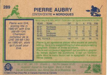1983-84 O-Pee-Chee #289 Pierre Aubry Back