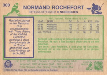1983-84 O-Pee-Chee #300 Normand Rochefort Back
