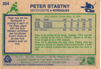 1983-84 O-Pee-Chee #304 Peter Stastny Back
