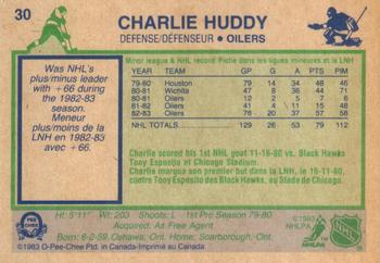 1983-84 O-Pee-Chee #30 Charlie Huddy Back