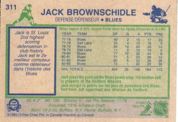 1983-84 O-Pee-Chee #311 Jack Brownschidle Back