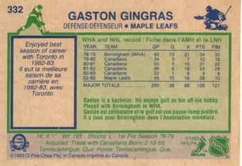 1983-84 O-Pee-Chee #332 Gaston Gingras Back