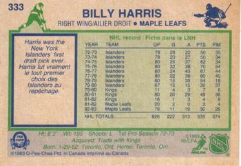 1983-84 O-Pee-Chee #333 Billy Harris Back
