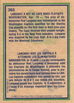 1983-84 O-Pee-Chee #365 Rod Langway Back