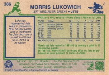 1983-84 O-Pee-Chee #386 Morris Lukowich Back