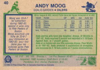 1983-84 O-Pee-Chee #40 Andy Moog Back