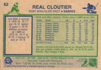 1983-84 O-Pee-Chee #62 Real Cloutier Back