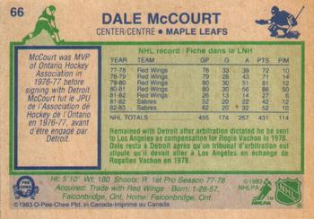 1983-84 O-Pee-Chee #66 Dale McCourt Back