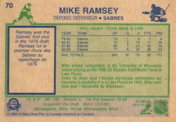 1983-84 O-Pee-Chee #70 Mike Ramsey Back