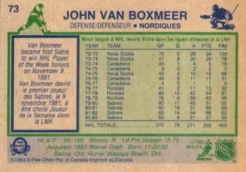 1983-84 O-Pee-Chee #73 John Van Boxmeer Back