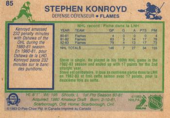 1983-84 O-Pee-Chee #85 Steve Konroyd Back