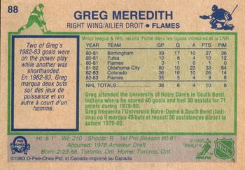 1983-84 O-Pee-Chee #88 Greg Meredith Back