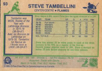 1983-84 O-Pee-Chee #93 Steve Tambellini Back