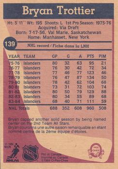 1984-85 O-Pee-Chee #139 Bryan Trottier Back