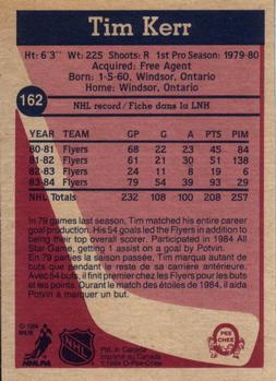 1984-85 O-Pee-Chee #162 Tim Kerr Back