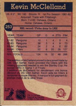 1984-85 O-Pee-Chee #253 Kevin McClelland Back