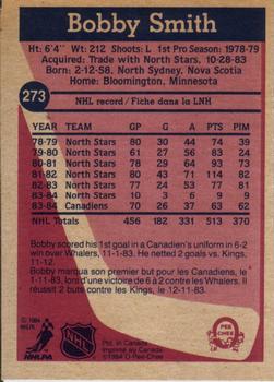 1984-85 O-Pee-Chee #273 Bobby Smith Back