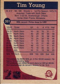 1984-85 O-Pee-Chee #351 Tim Young Back