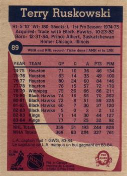 1984-85 O-Pee-Chee #89 Terry Ruskowski Back