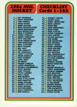 1984-85 Topps #165 Checklist: 1-165 Front