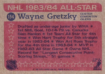 1984-85 Topps #154 Wayne Gretzky Back