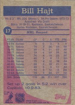 1984-85 Topps #17 Bill Hajt Back