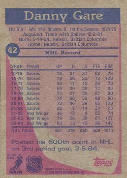 1984-85 Topps #42 Danny Gare Back