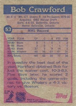 1984-85 Topps #53 Bob Crawford Back