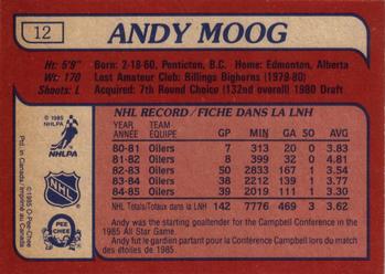 1985-86 O-Pee-Chee #12 Andy Moog Back