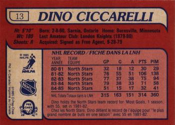1985-86 O-Pee-Chee #13 Dino Ciccarelli Back
