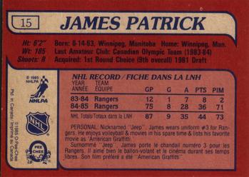 1985-86 O-Pee-Chee #15 James Patrick Back