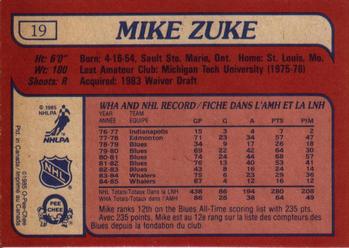 1985-86 O-Pee-Chee #19 Mike Zuke Back