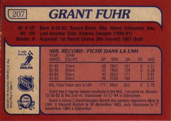 1985-86 O-Pee-Chee #207 Grant Fuhr Back