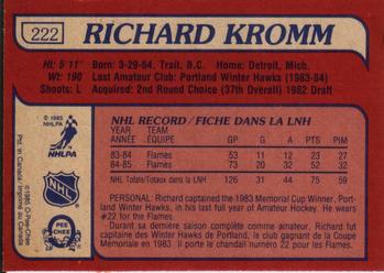 1985-86 O-Pee-Chee #222 Richard Kromm Back
