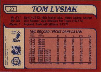 1985-86 O-Pee-Chee #23 Tom Lysiak Back