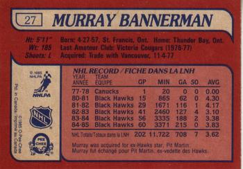 1985-86 O-Pee-Chee #27 Murray Bannerman Back