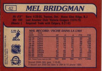 1985-86 O-Pee-Chee #42 Mel Bridgman Back