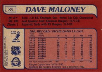 1985-86 O-Pee-Chee #89 Dave Maloney Back
