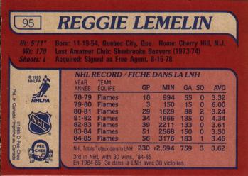 1985-86 O-Pee-Chee #95 Reggie Lemelin Back