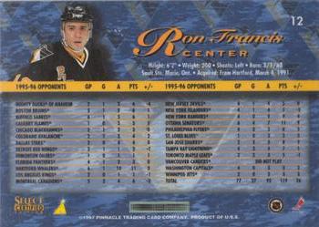 1996-97 Select Certified - Blue #12 Ron Francis Back
