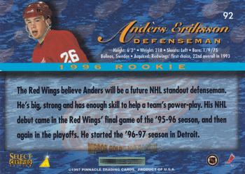 1996-97 Select Certified - Mirror Gold #92 Anders Eriksson Back