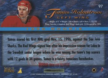 1996-97 Select Certified - Mirror Red #97 Tomas Holmstrom Back