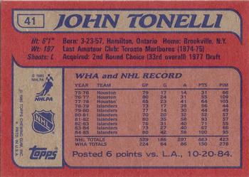 1985-86 Topps #41 John Tonelli Back