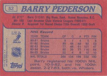 1985-86 Topps #52 Barry Pederson Back