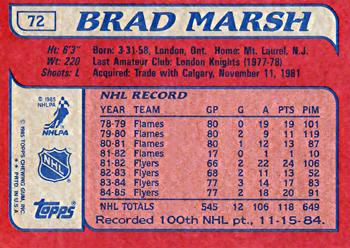 1985-86 Topps #72 Brad Marsh Back