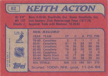 1985-86 Topps #82 Keith Acton Back