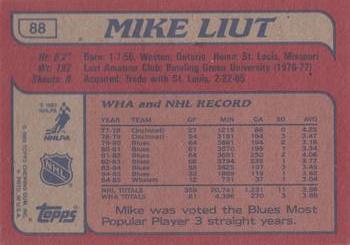 1985-86 Topps #88 Mike Liut Back