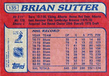 1985-86 Topps #135 Brian Sutter Back